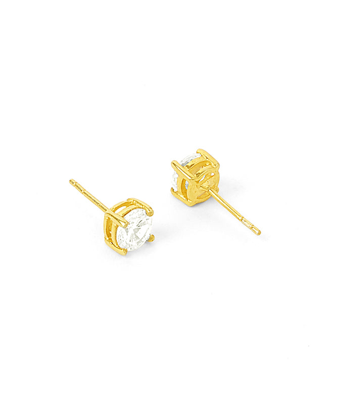 White Rosette Gold Stud
