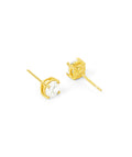 White Rosette Gold Stud