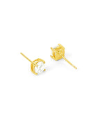 White Rosette Gold Stud