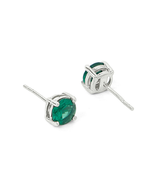 Green Rosette Silver Stud