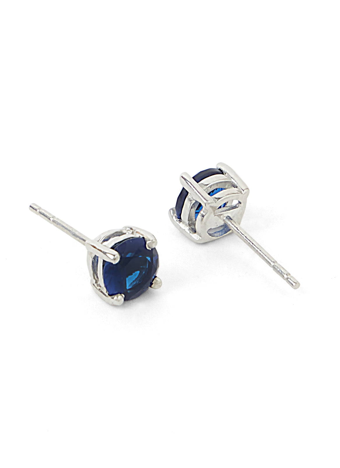 Pure Silver Blue Solitaire Stud Earring