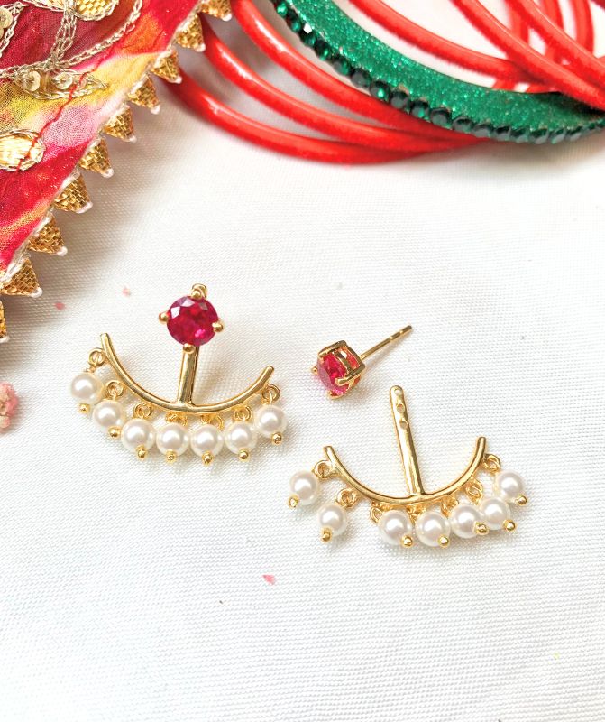 Yasmin Red 2 in 1 earring