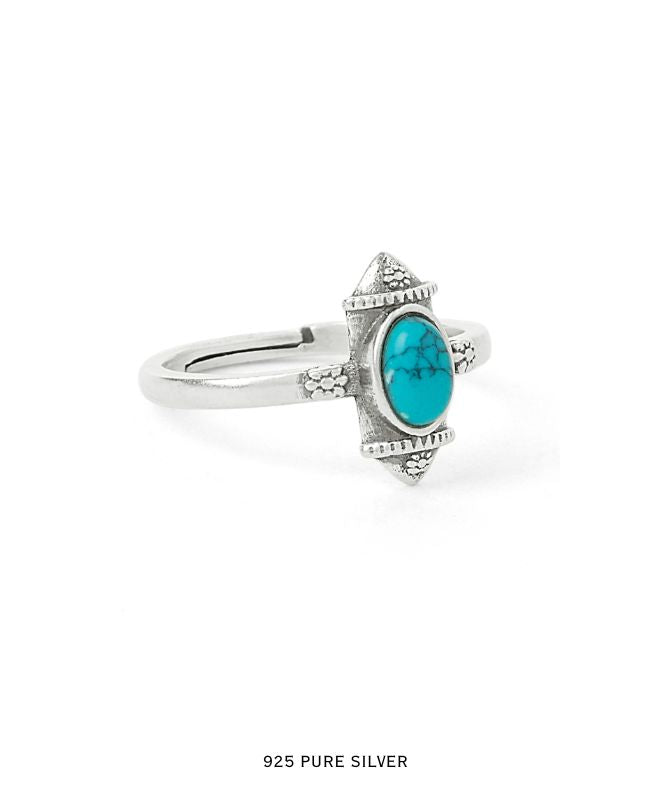 925 Silver Amulet in Turquoise Adjustable Ring