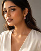 4 in 1 Pure Silver Detachable Daisy Jhumki Earring in Pink