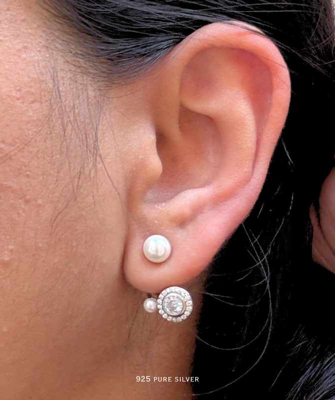 Halo front & back earring