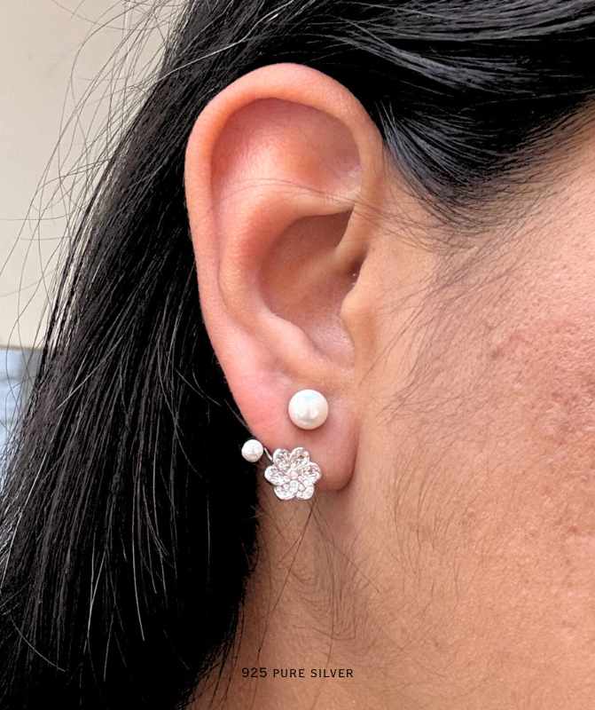 Flower front & back earring