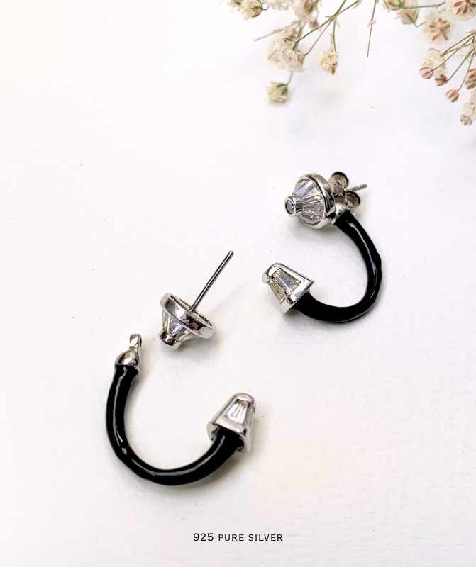 Black front & back earring