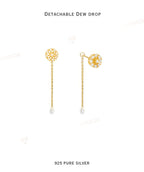 2 in 1 Sterling Silver Tara Earring with Detachable Chain Drop
