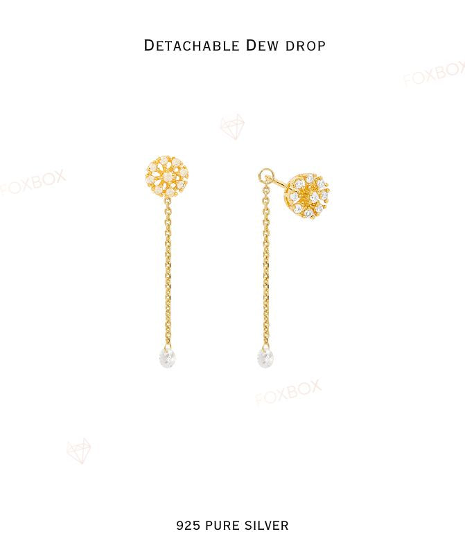 2 in 1 Sterling Silver Tara Earring with Detachable Chain Drop
