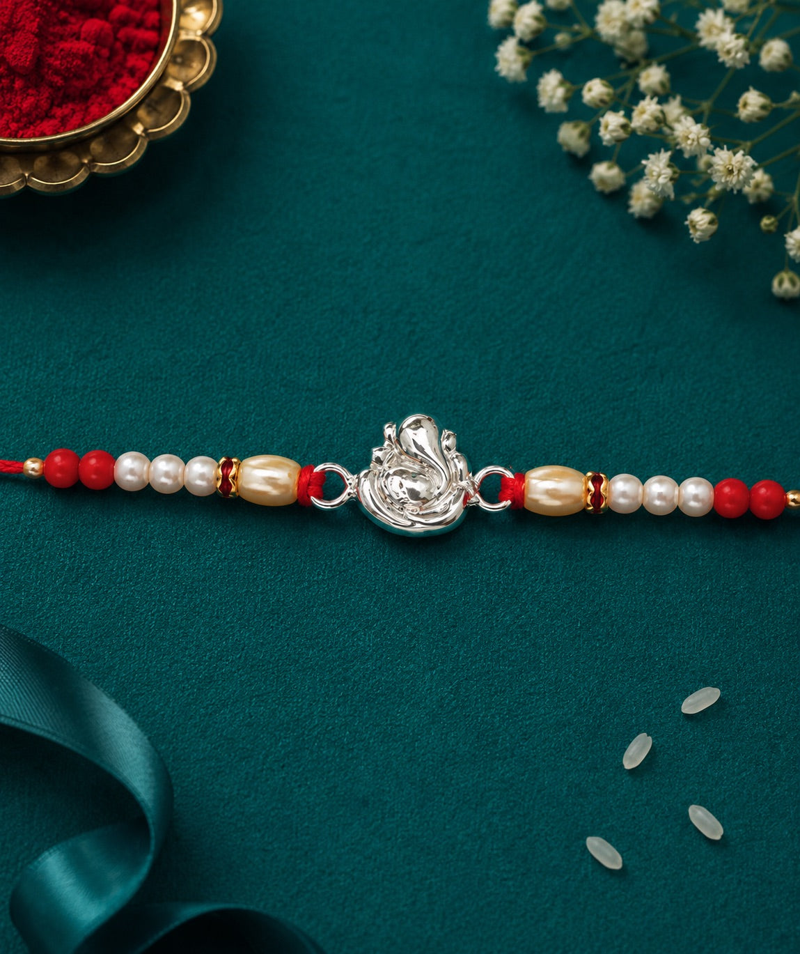 925 Pure Silver Ganesha Rakhi