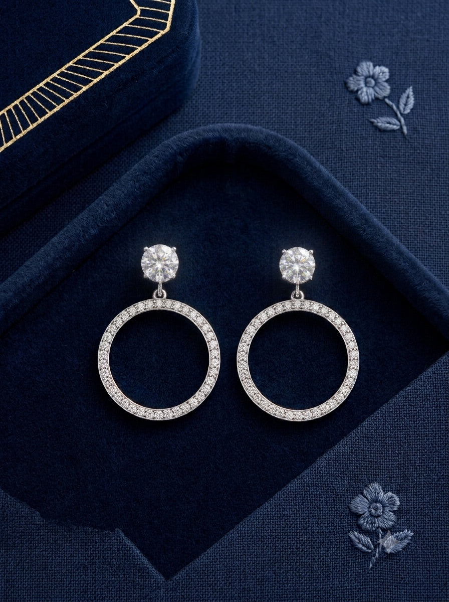 2 in 1 Pure Silver Phoebe Solitaire Earring with Detachable Drop