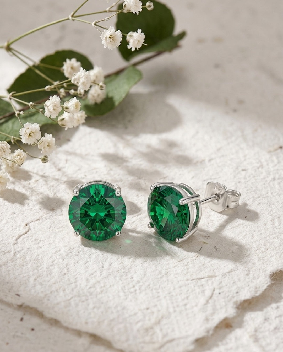Pure Silver Blue Solitaire Stud Earring