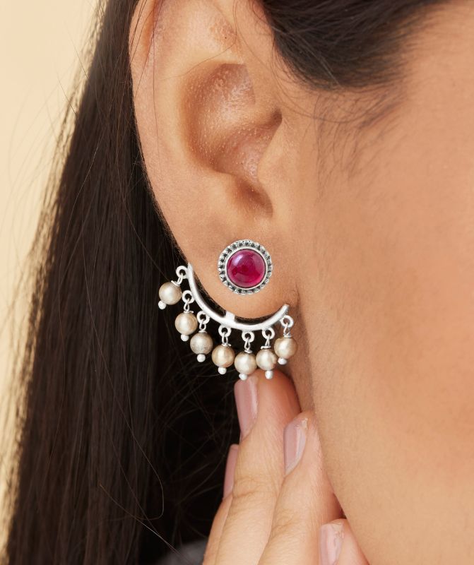 4 in 1 Pure SIlver Detachable Ghunguru Earring