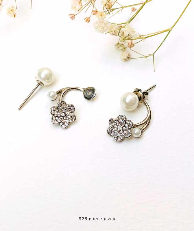Flower front & back earring