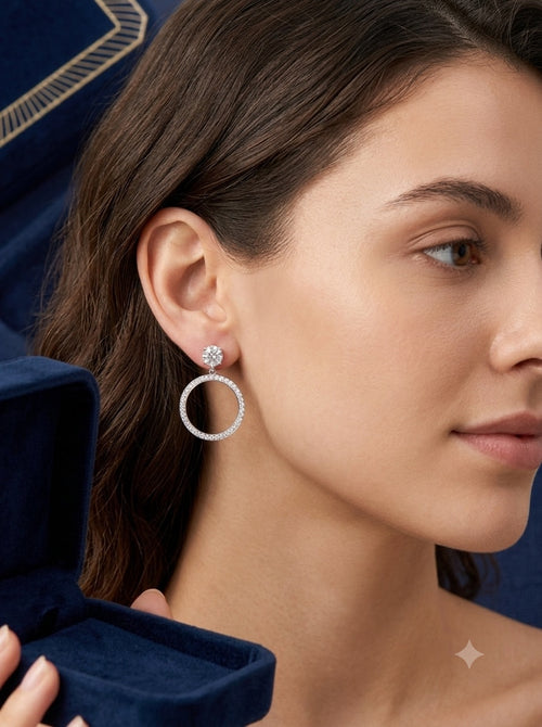 2 in 1 Pure Silver Phoebe Solitaire Earring with Detachable Drop
