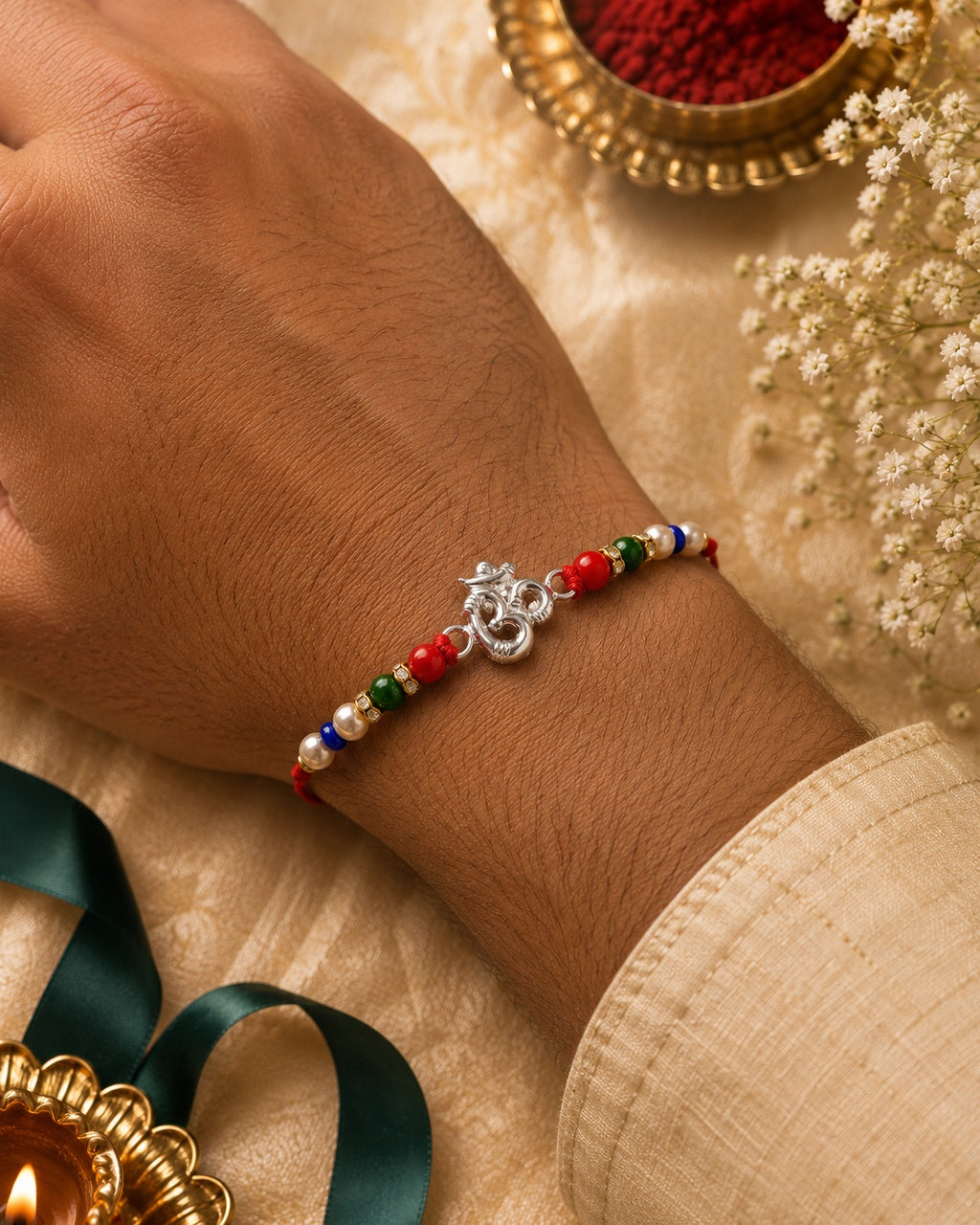 OM Pure Silver Rakhi