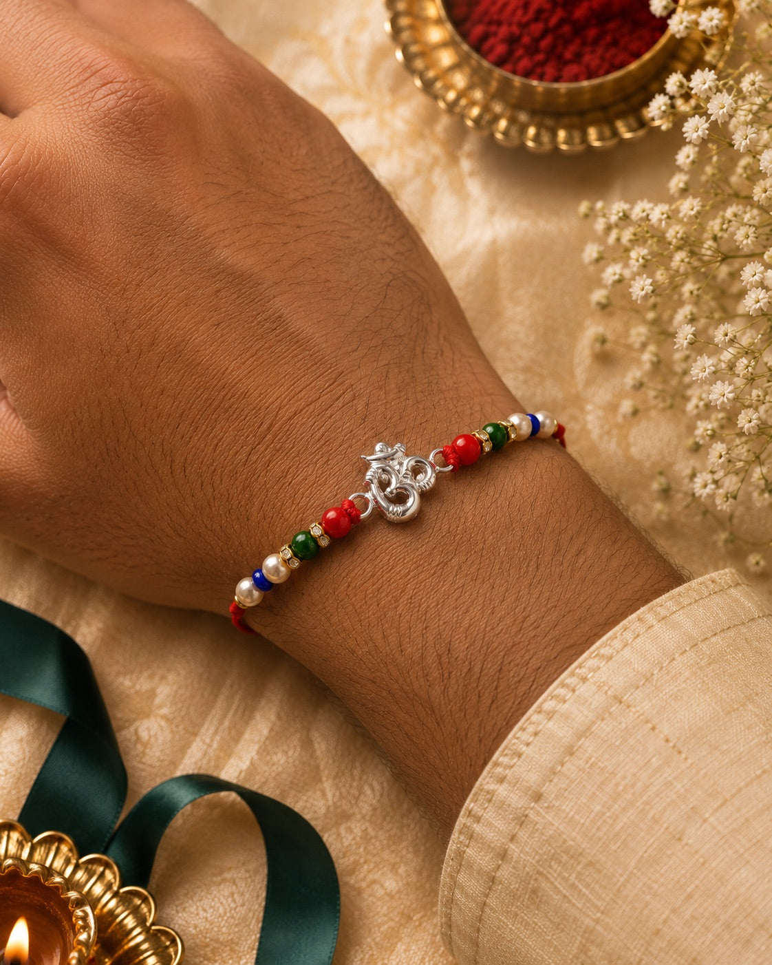 OM Pure Silver Rakhi
