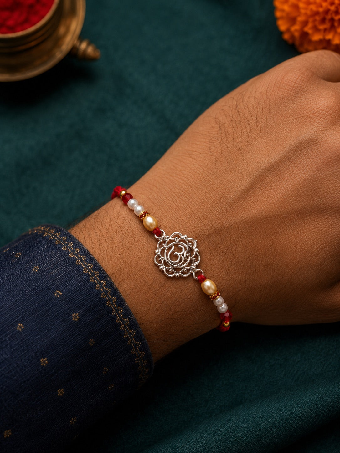 Om Mandala Silver Rakhi