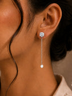 2 in 1 Silver Solitaire Stud with Detachable Dew Drop Eva Earring
