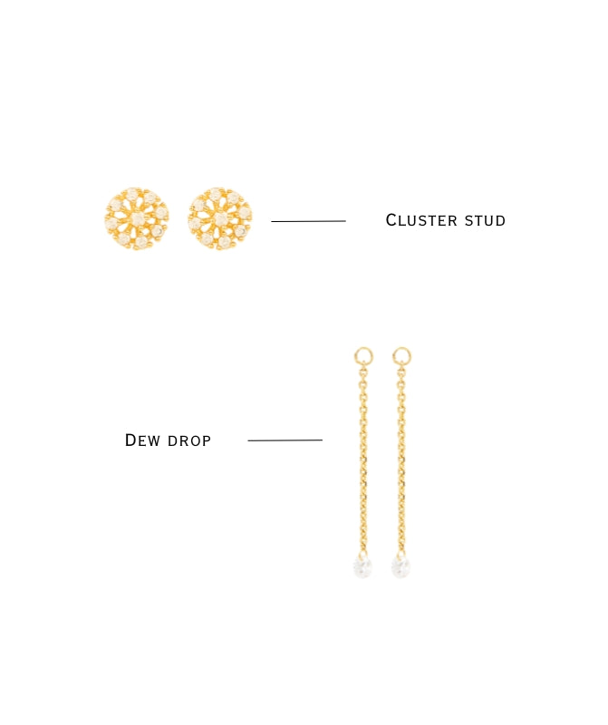 2 in 1 Sterling Silver Tara Earring with Detachable Chain Drop