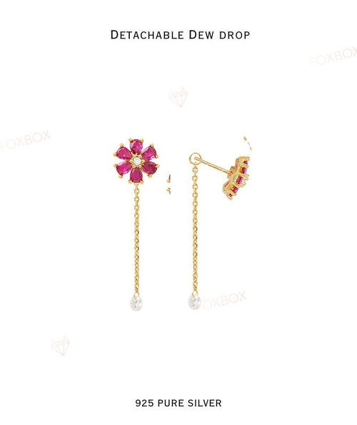 2 in 1 Pure Silver Merlot earring with detachable drop