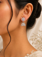 2 in 1 Pure Silver Chloe Detachable Jhumki earring in Silver Rhodium