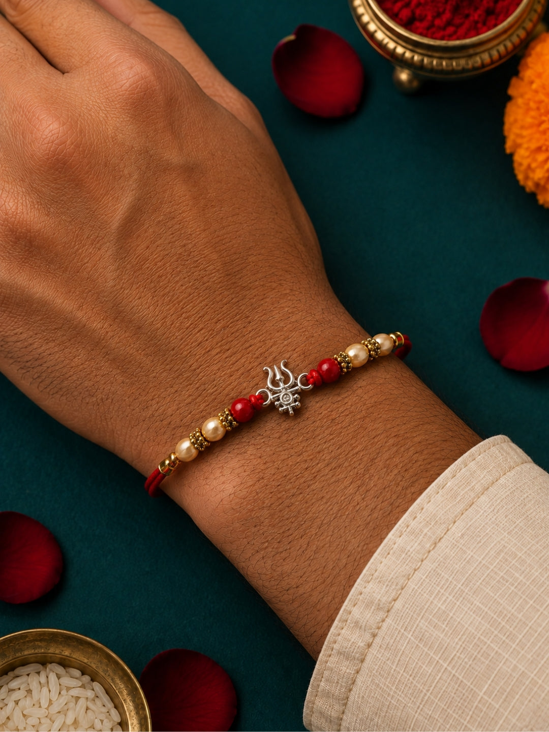 925 Pure Silver Trishul Rakhi