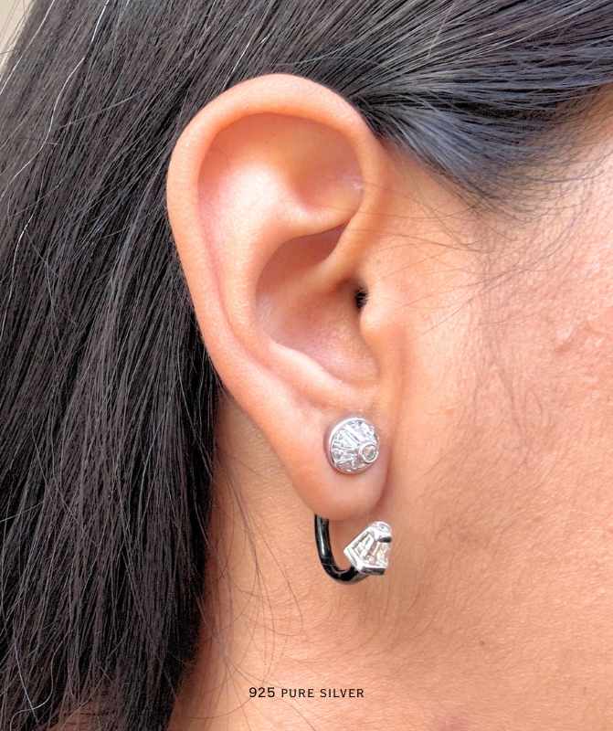 Black front & back earring