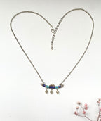925 Pure Silver Lotus Sarovar Neckalce with blue enamel