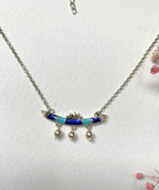 925 Pure Silver Lotus Sarovar Neckalce with blue enamel