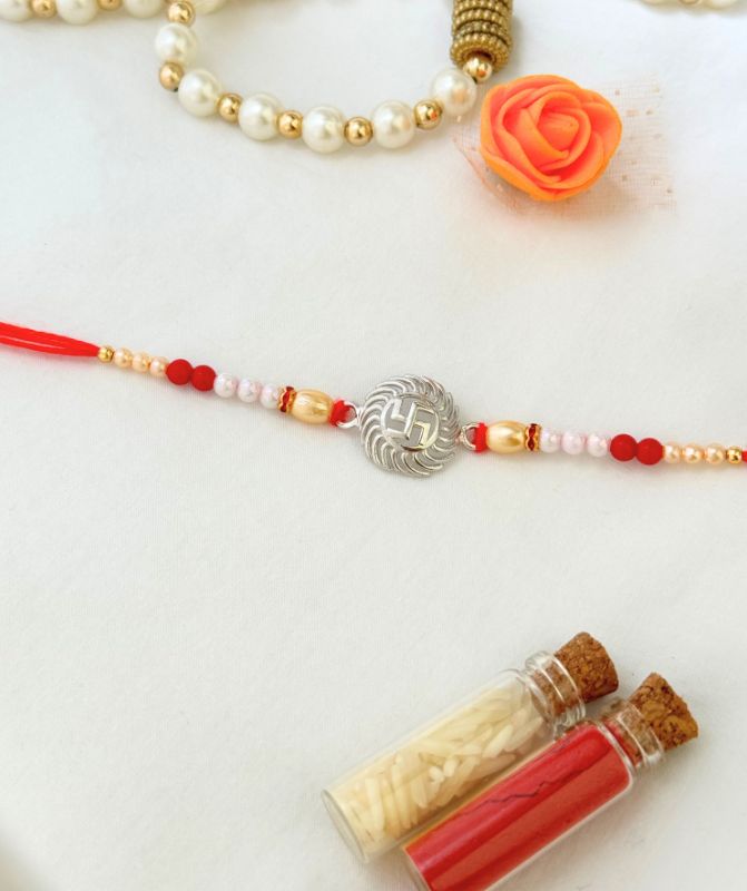 Swastik Mandal Silver Rakhi