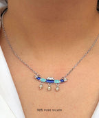 925 Pure Silver Lotus Sarovar Neckalce with blue enamel