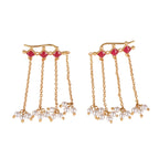 925 Silver Red Pearl Tassel Earcuff