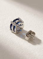 Pure Silver Blue Solitaire Stud Earring