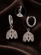 2 in 1 Detachable Jhumki Hoop Earring in 925 Pure Silver