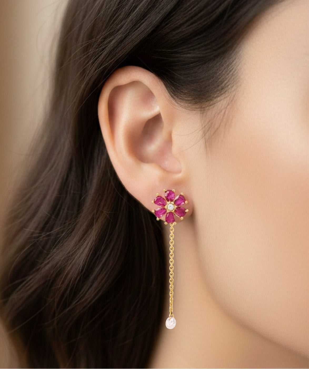 2 in 1 Pure Silver Merlot earring with detachable drop