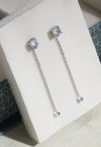2 in 1 Silver Solitaire Stud with Detachable Dew Drop Eva Earring