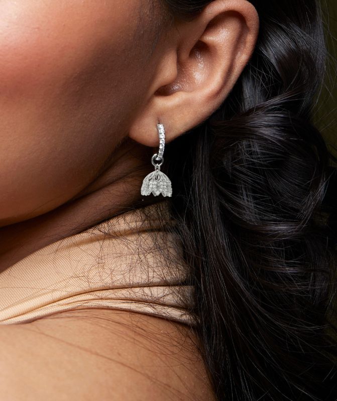 2 in 1 Detachable Jhumki Hoop Earring in 925 Pure Silver