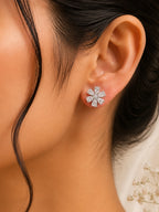 2 in 1 Pure Silver Chloe Detachable Jhumki earring in Silver Rhodium
