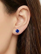 Pure Silver Blue Solitaire Stud Earring