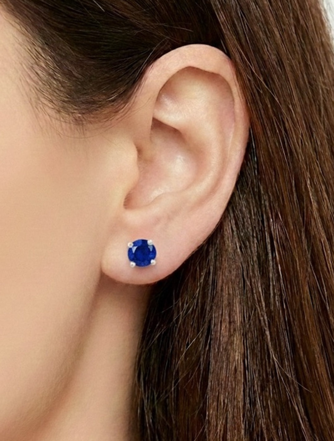 Pure Silver Blue Solitaire Stud Earring