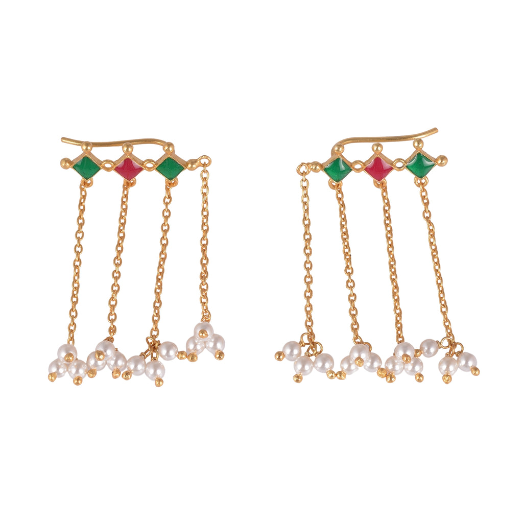 925 Silver Pearl Tassel Earcuff
