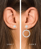 2 in 1 Pure Silver Phoebe Solitaire Earring with Detachable Drop