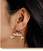Lal Gul Hook Earring in 925 Oxidised Silver