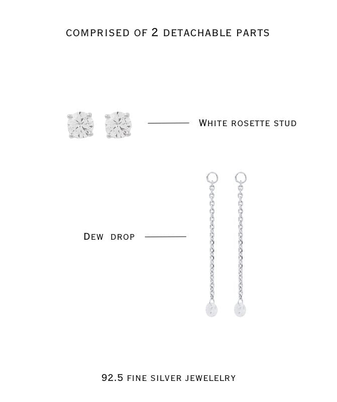2 in 1 Silver Solitaire Stud with Detachable Dew Drop Eva Earring