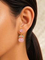 4 in 1 Pure Silver Detachable Daisy Jhumki Earring in Pink