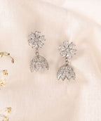 2 in 1 Pure Silver Chloe Detachable Jhumki earring in Silver Rhodium