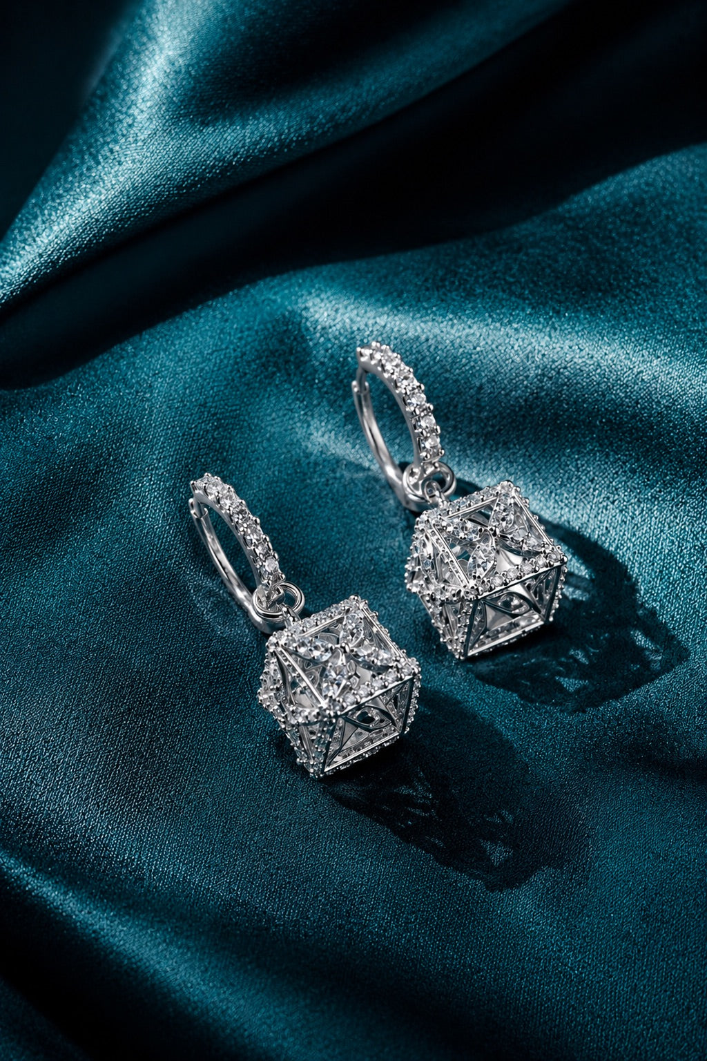2 in 1 Pure Silver Hoop Earring with Detachable Jhumki