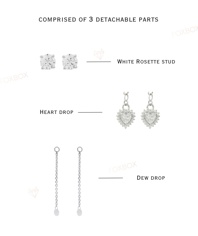 4 in 1 Pure Silver Detachable Ella earring