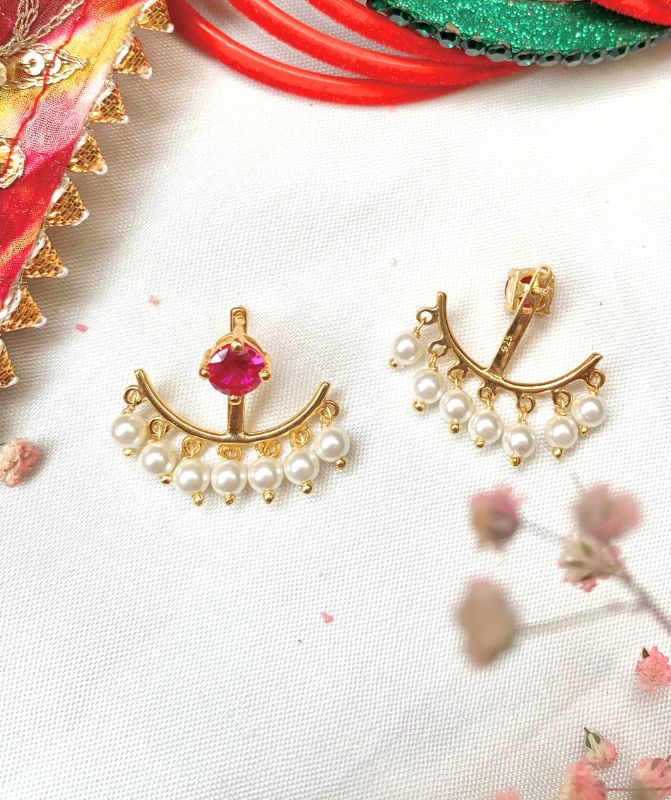 Yasmin Red 2 in 1 earring